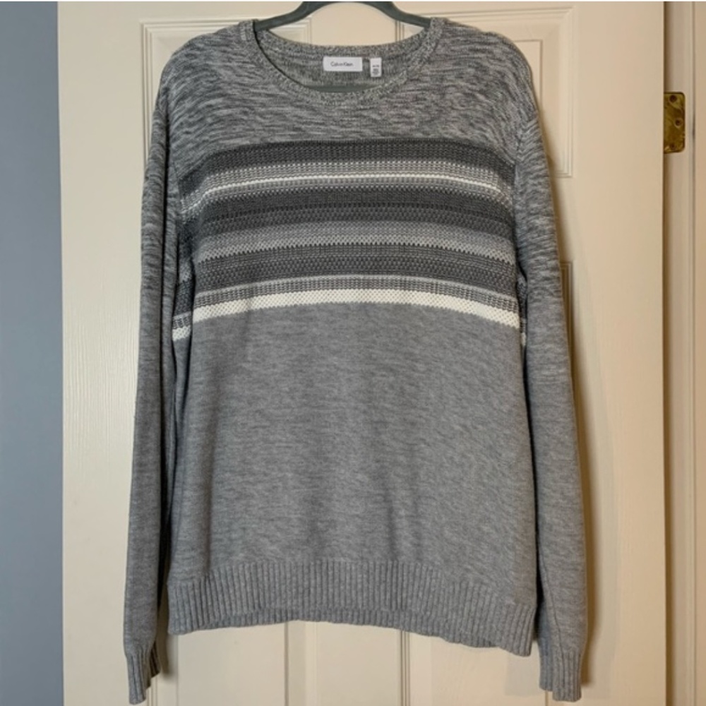 CALVIN KLEIN| GREY STRIPE SWEATER